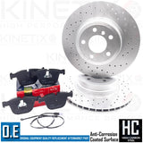 FOR BMW X6 M50d 50i CROSS DRILLED REAR BRAKE DISCS APEC PADS WIRE SENSOR 345mm