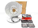 FOR MINI COOPER SD F55 FRONT CROSS DRILLED BRAKE DISCS APEC PADS SENSOR 335mm