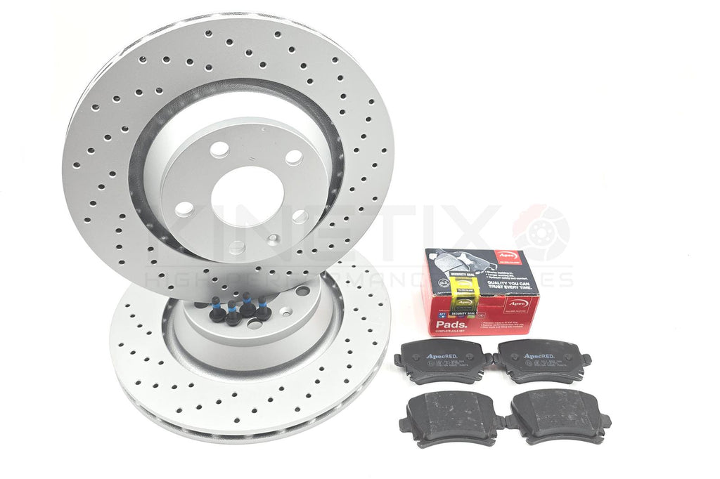 FOR AUDI TT RS TTS REAR PERFORMANCE DRILLED BRAKE DISCS APEC PADS 310mm