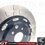 FOR NISSAN GT-R R35 KINETIX FRONT FLOATING CROSS GROOVED BRAKE DISCS PAIR 390mm