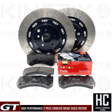 FOR NISSAN GTR GT-R KINETIX FRONT 2 PIECE FLOATING BRAKE DISCS APEC PADS 390mm