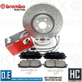 FOR AUDI A6 A7 A8 50 TDI FRONT DRILLED BRAKE DISCS BREMBO PADS SENSORS 350mm