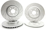 FOR AUDI A6 A7 A8 FRONT REAR CROSS DRILLED COATED BRAKE DISCS 350mm 330mm