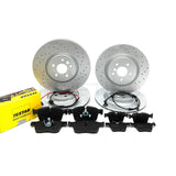 FOR JAGUAR F PACE 2.0 D200 R-DYNAMIC DRILLED FRONT REAR BRAKE DISCS TEXTAR PADS