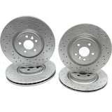 FOR JAGUAR F PACE 2.0 D200 R-DYNAMIC DRILLED FRONT REAR BRAKE DISCS TEXTAR PADS