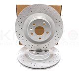 FOR VOLVO S90 T8 R-DESIGN CROSS DRILLED REAR BRAKE DISCS PADS 320mm COATED RR