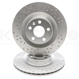 FOR VOLVO XC90 B5 R-DESIGN CROSS DRILLED REAR BRAKE DISCS PADS 320mm COATED RR