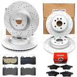 FOR FORD FOCUS RS MK3 DRILLED FRONT REAR BRAKE DISCS MINTEX BREMBO PADS 350/302