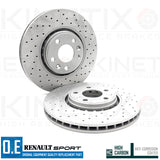 FOR CLIO SPORT 1.6 RS TROPHY FRONT PERFORMANCE DRILLED BRAKE DISCS MINTEX PADS