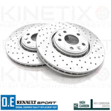 FOR CLIO SPORT 1.6 RS TROPHY FRONT PERFORMANCE DRILLED BRAKE DISCS MINTEX PADS