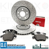 FOR CLIO SPORT 1.6 RS TROPHY FRONT PERFORMANCE DRILLED BRAKE DISCS MINTEX PADS