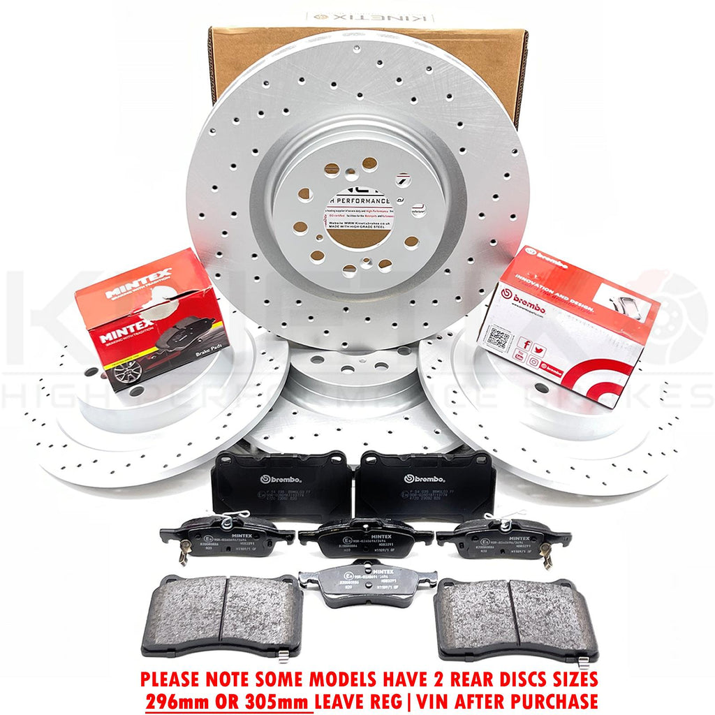 FOR HONDA CIVIC TYPE R FK8 DRILLED FRONT REAR BRAKE DISCS MINTEX BREMBO PADS