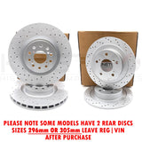 FOR HONDA CIVIC TYPE R FK 2.0 CROSS DRILLED FRONT REAR BRAKE DISCS 350mm 296mm