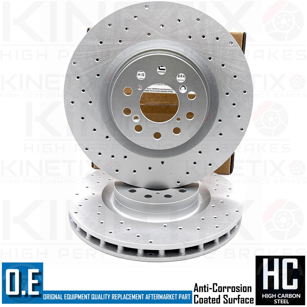 FOR HONDA CIVIC TYPE-R FK FRONT KINETIX COATED DRILLED BRAKE DISCS PAIR 350mm