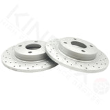 FOR FORD FIESTA 1.1 Ti-VCT CROSS DRILLED REAR BRAKE DISCS PAIR 253mm SOLID TYPE