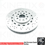 FOR MASERATI QUATTROPORTE 2012- FRONT DRILLED BRAKE DISCS APEC PADS SENSOR 360mm