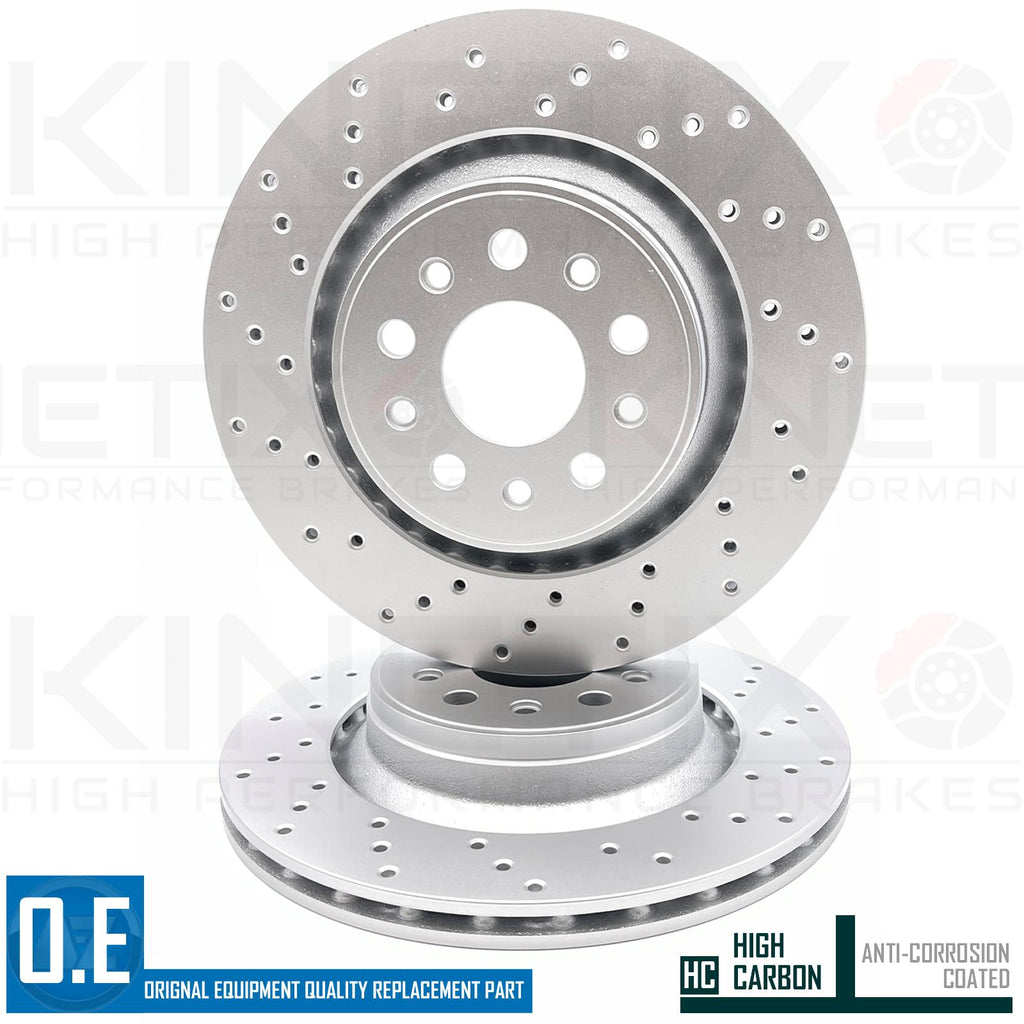 FOR MASERATI LEVANTE GHIBLI QUATTROPORTE DRILLED REAR BRAKE DISCS PAIR 330mm