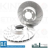 FOR PORSCHE CAYENNE 2.9 S (9Y) 2017- CROSS DRILLED FRONT BRAKE DISCS PAIR 350mm