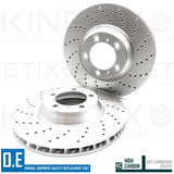 FOR PORSCHE PANAMERA 2.9 CROSS DRILLED FRONT BRAKE DISCS PAIR 350mm COATED