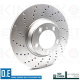 FOR PORSCHE CAYENNE PANAMERA CROSS DRILLED FRONT BRAKE DISCS PAIR 350mm