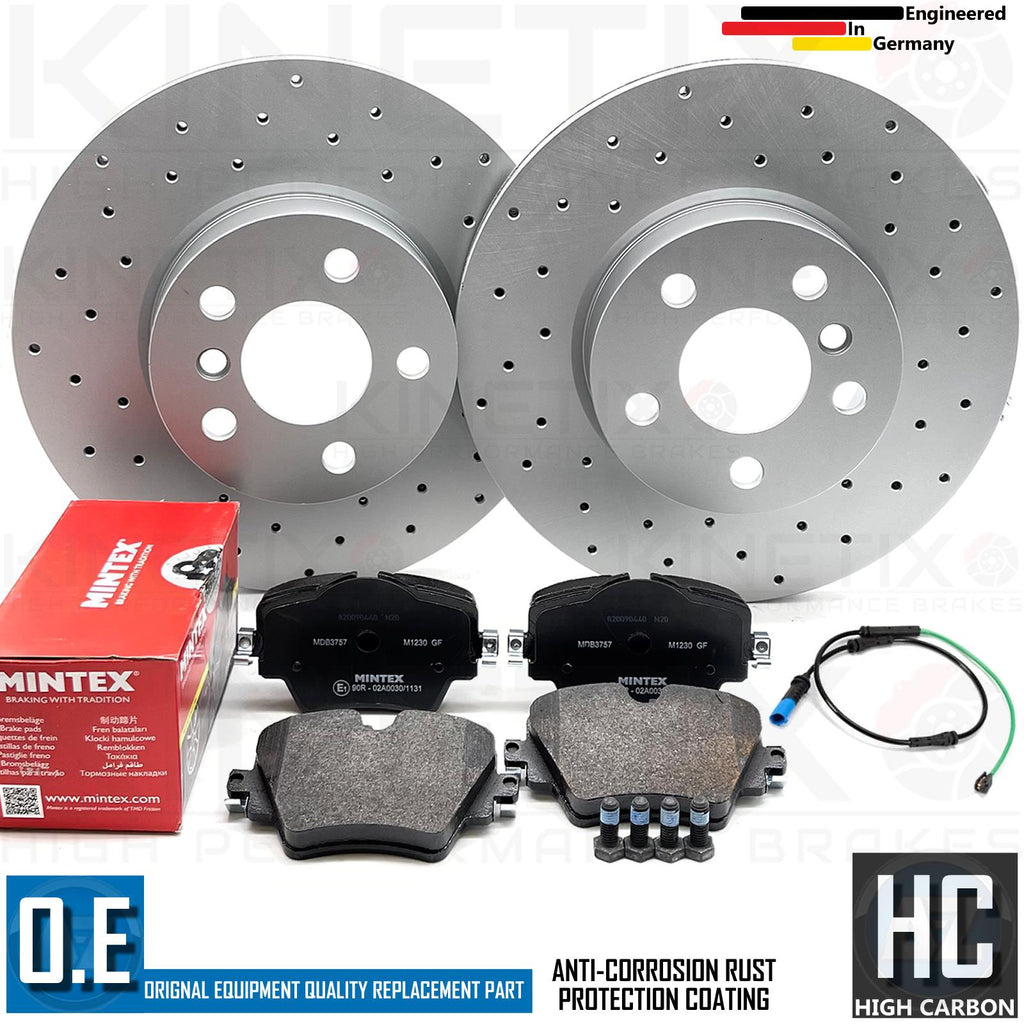 FOR BMW 320i G20 M SPORT CROSS DRILLED FRONT BRAKE DISCS MINTEX PADS WIRE 307mm