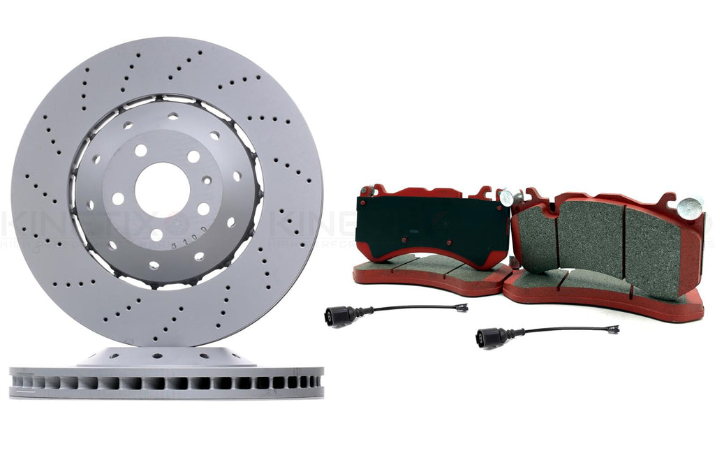 FOR AUDI RS6 C6 V10 (2008-2010) FRONT BRAKE DISCS PADS & SENSORS 390mm