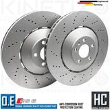 FOR AUDI RS6 QUATTRO C6 FRONT CROSS DRILLED BRAKE DISCS PAIR 390mm 4F0615301L