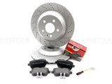 FOR MERCEDES S350d S300h AMG DRILLED REAR BRAKE DISCS MINTEX PADS SENSOR 340mm