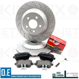 FOR MERCEDES S350d S300h AMG DRILLED REAR BRAKE DISCS MINTEX PADS SENSOR 340mm