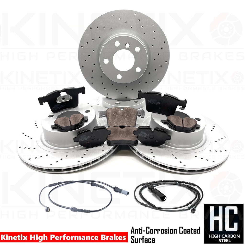 FOR BMW X4 F26 30d FRONT REAR DRILLED BRAKE DISCS PADS WEAR WIRES 328mm 330mm