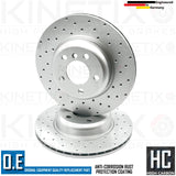 FOR BMW 5 SERIES F10 F11 M SPORT CROSS DRILLED FRONT BRAKE DISCS PAIR 330mm