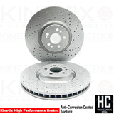 FOR MERCEDES GLE 300d 4-matic 2018- CROSS DRILLED FRONT BRAKE DISCS PAIR 375mm