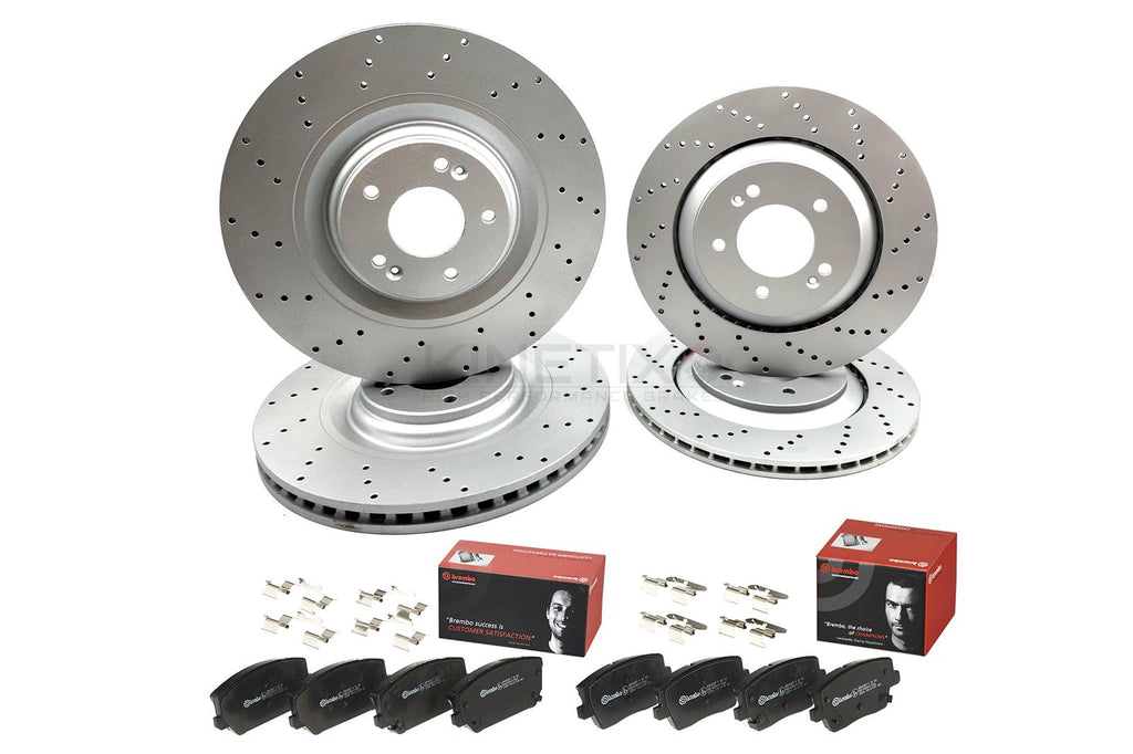 FOR HYUNDAI I30 N KONA N 2.0 N 2021- DRILLED FRONT REAR BRAKE DISCS BREMBO PADS