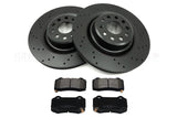 FOR TESLA MODEL S/X 5YJS 5YJX CROSS DRILLED REAR BRAKE DISCS PADS 1027632-00-B