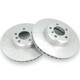 FOR BMW 340i 440i DIMPLED GROOVED FRONT BRAKE DISCS PADS & SENSOR 340mm