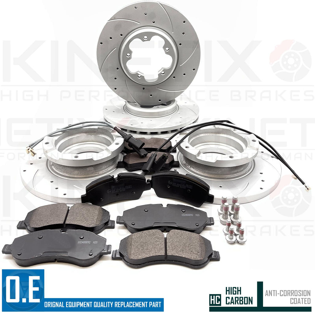 FOR FORD TRANSIT CUSTOM 2012- FRONT REAR DRILLED GROOVED BRAKE DISCS PADS 288mm