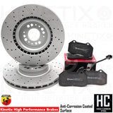 FOR ABARTH 500 595 COMPETIZIONE DRILLED FRONT BRAKE DISCS BREMBO PADS 305mm