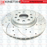 FOR AUDI SEAT SKODA VW FRONT REAR DRILLED GROOVED SPORTS BRAKE DISCS 312mm 282mm