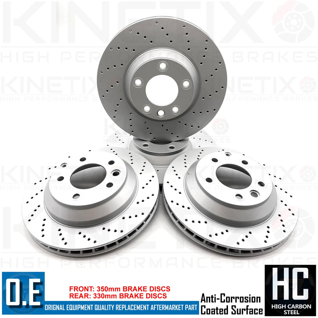 FOR VW TOUAREG 4.2 V8 FSI 06-10 CROSS DRILLED FRONT REAR BRAKE DISCS 350mm 330mm